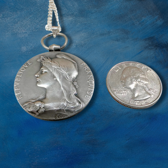 Thumbnail: ART DECO – Unisex French SIGNED 2-Sided Silver Medallion