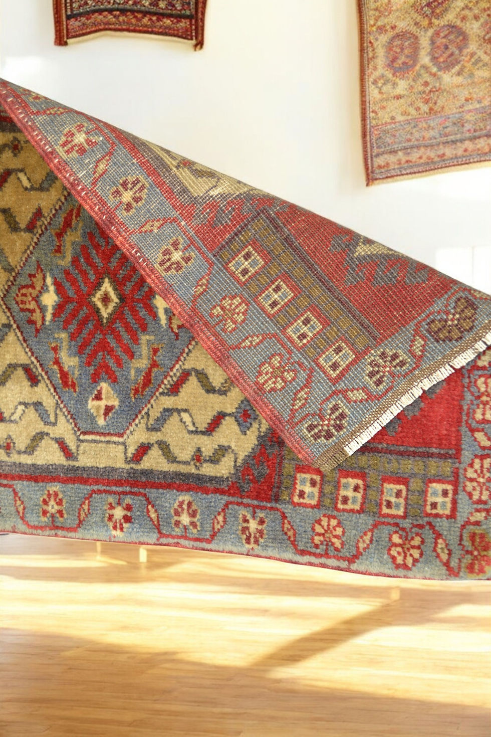 サムネイル： Wool Handmade Original Turkish Rug 87cm x 54cm