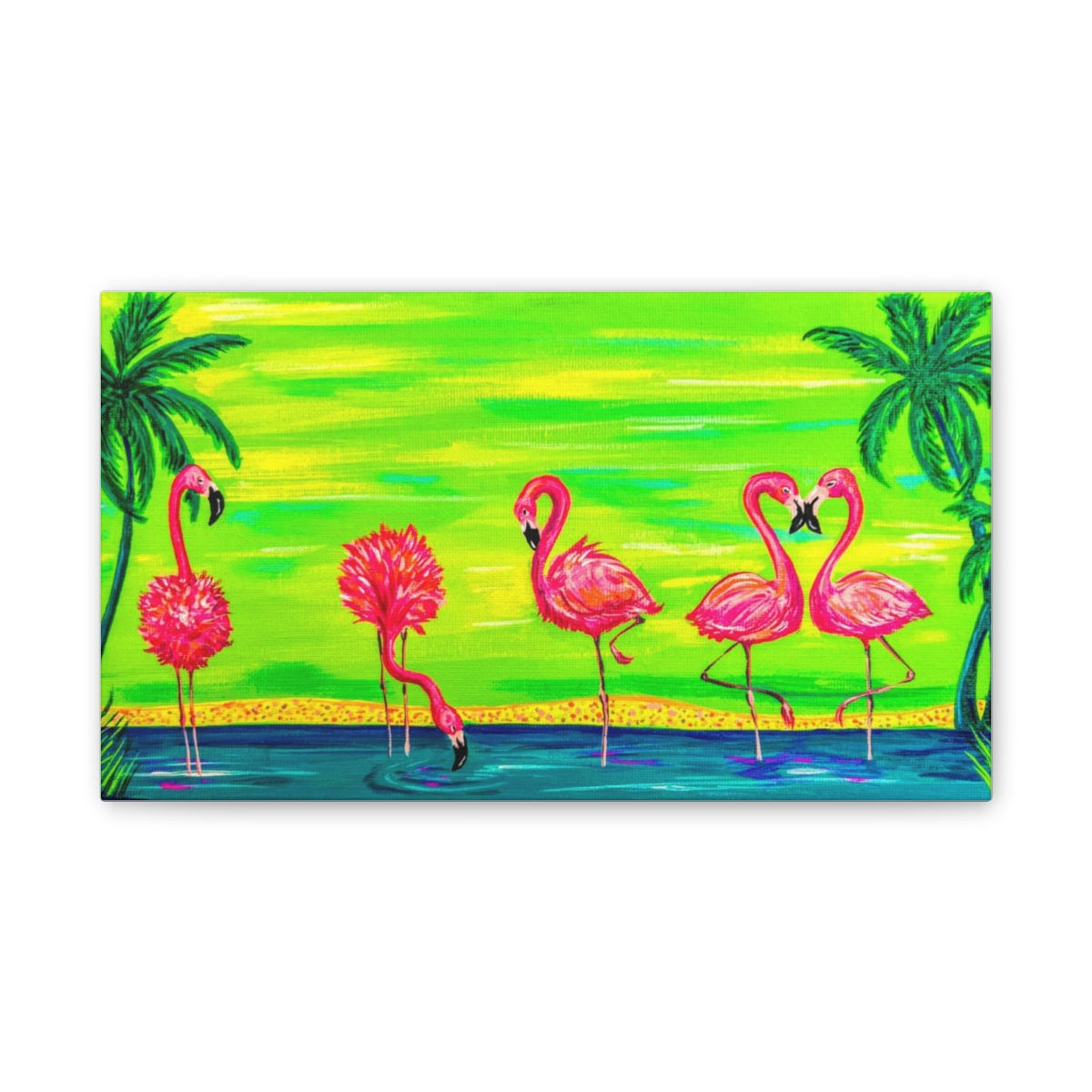 Florida Girl Canvas - Mingling Flamingos