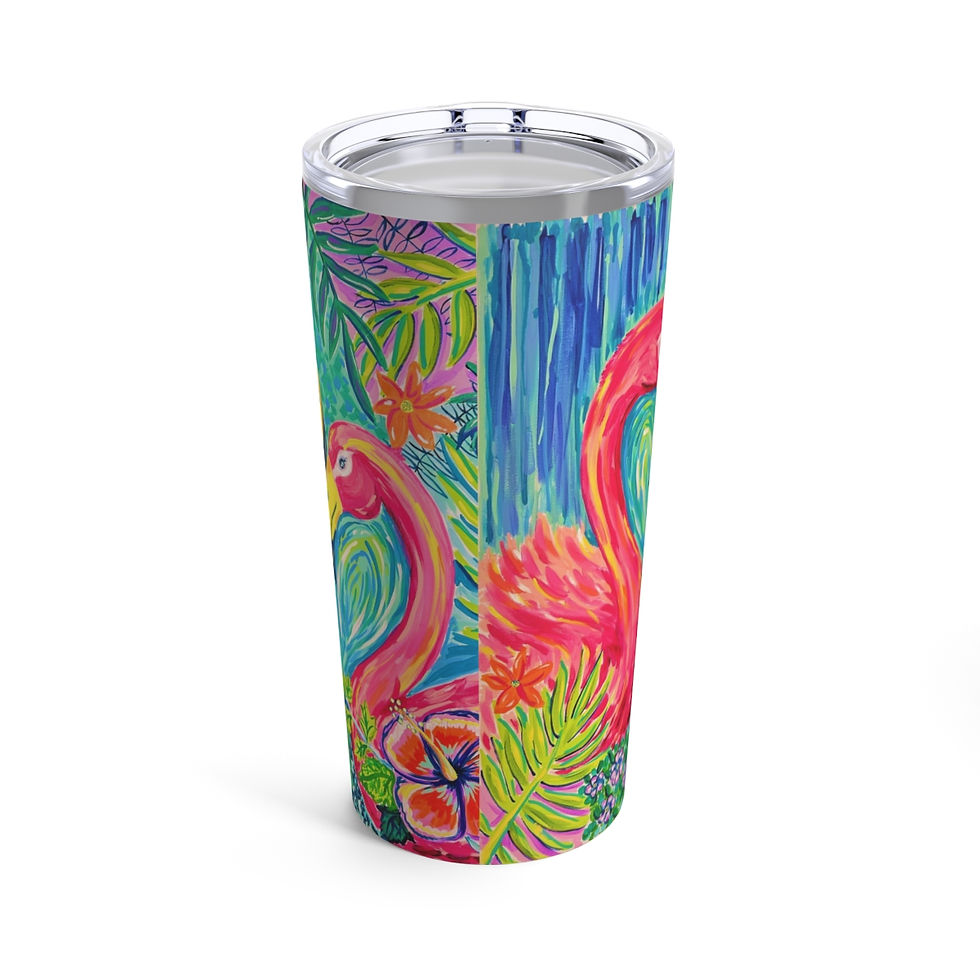 Thumbnail: florida themed tumbler flamingo love birds