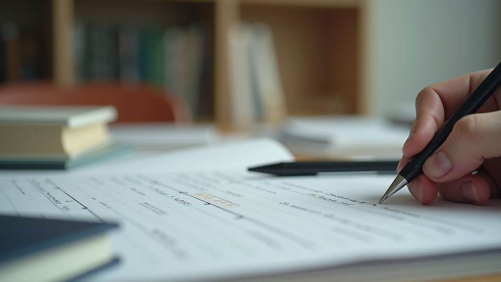 Eye-level view of a study desk with CAT4 practice books and stationery