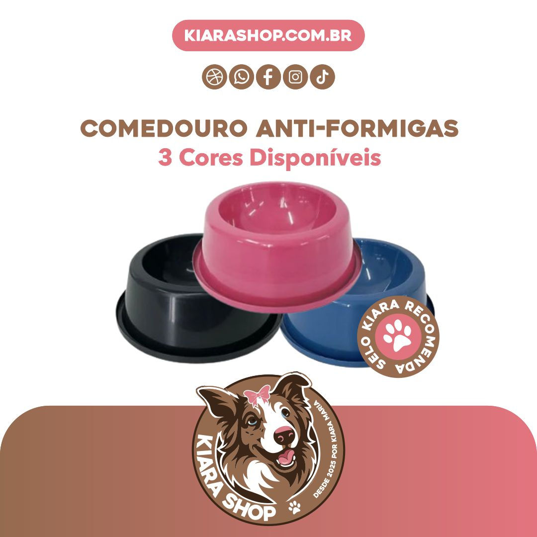 Comedouro Plástico Anti-formigas Meno Pet’s – Azul, Preto ou Rosa | Kiara Shop