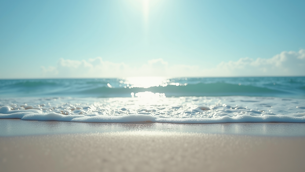 Eye-level view of a serene ocean shore with gentle waves