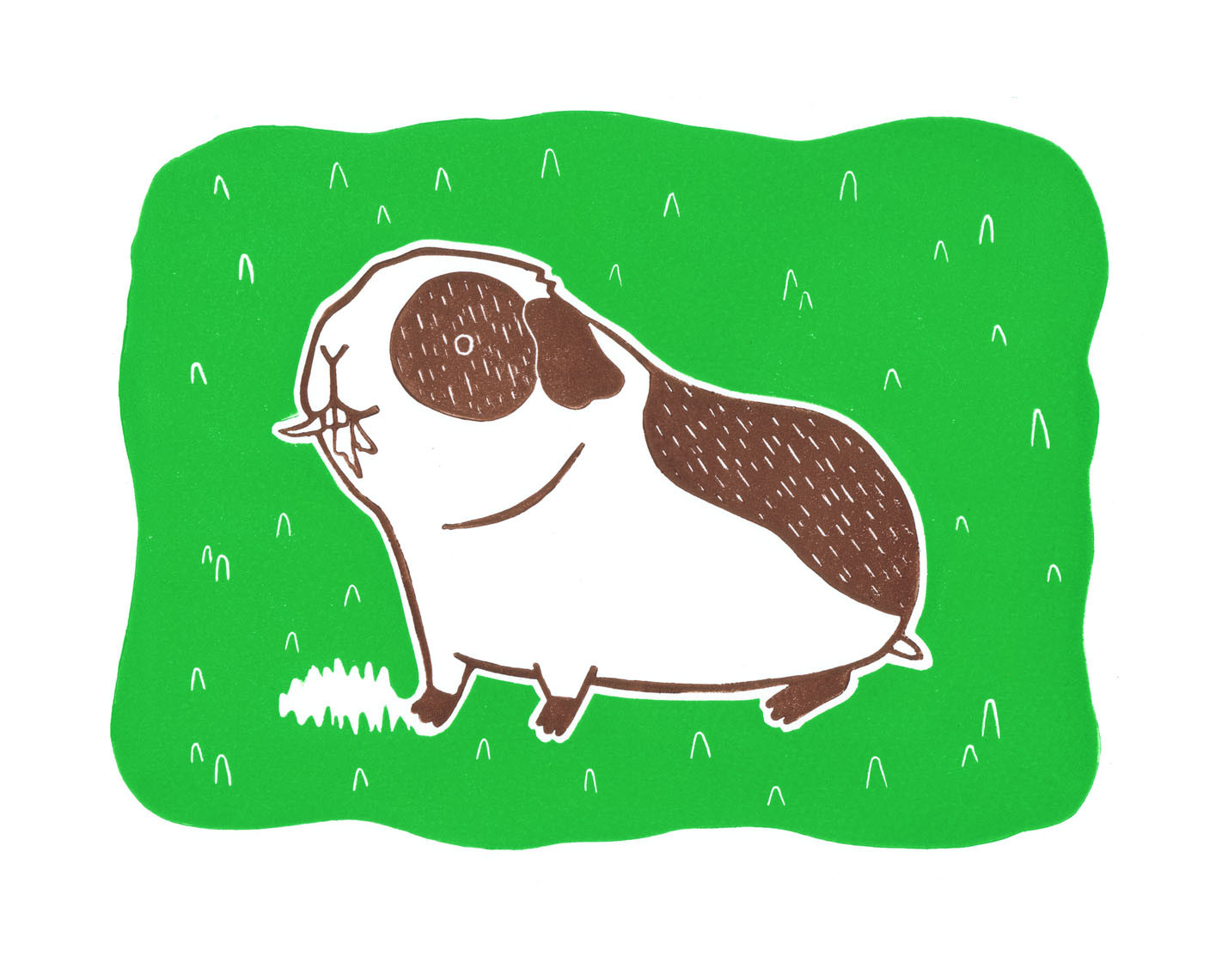 Greedy Guinea Pig - Lino Print