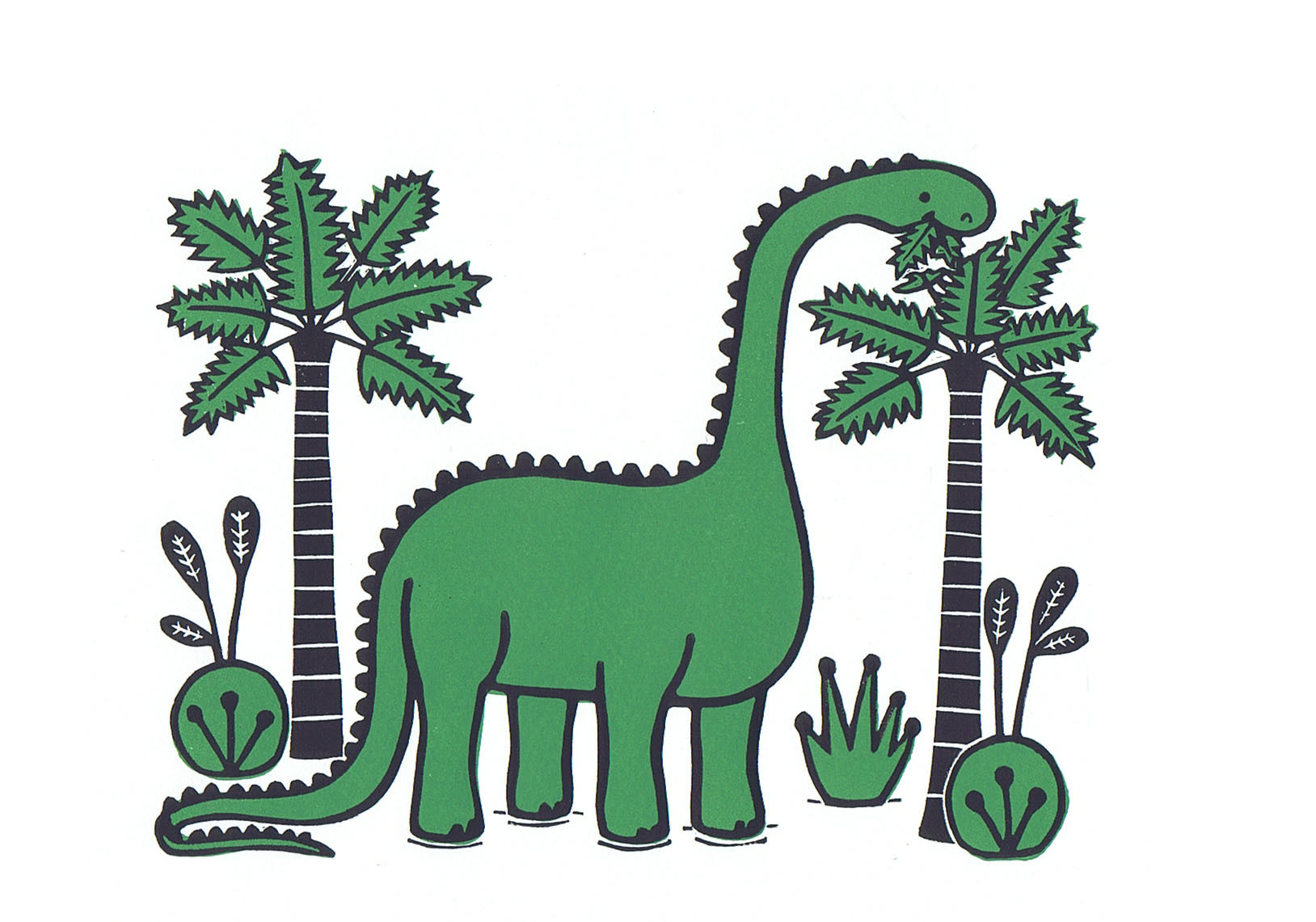 Dining Diplodocus - Lino Print