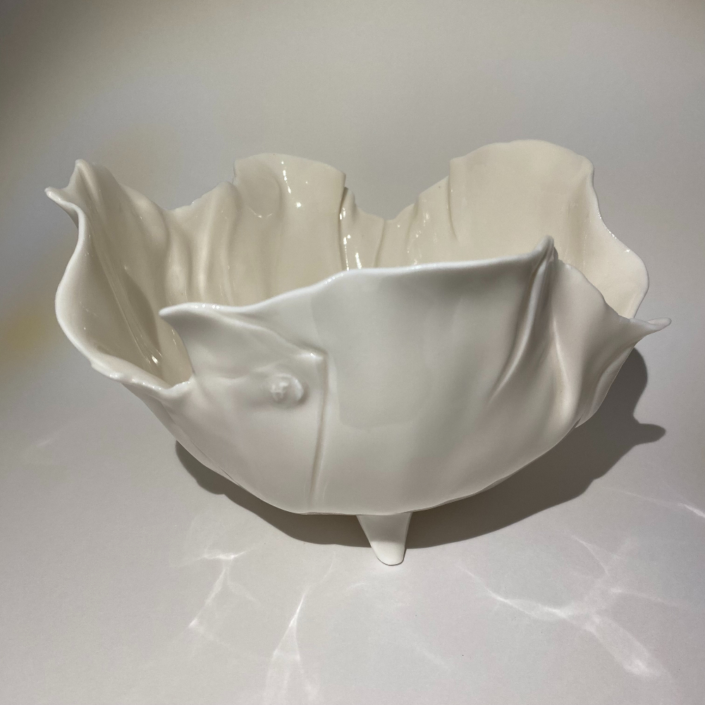 Bol froissé en porcelaine blanche