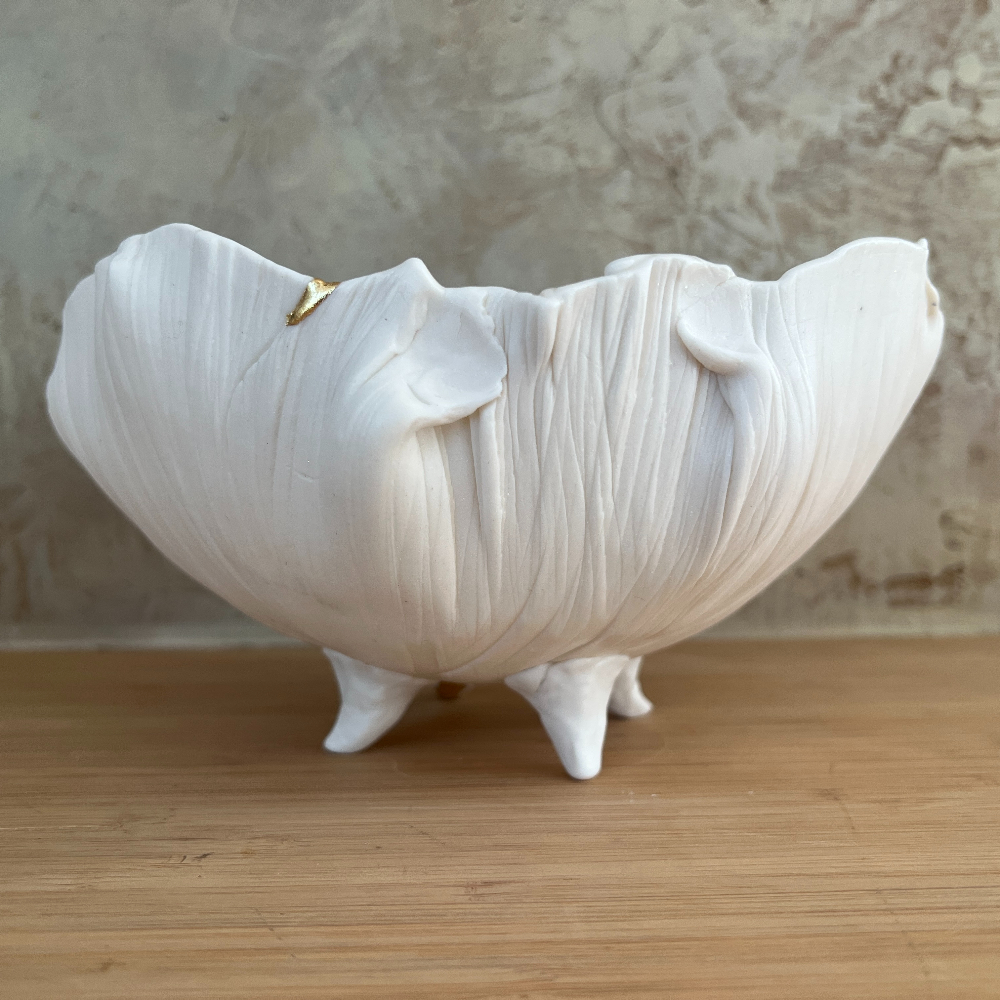 Copie de Bol froissé blanc et doré