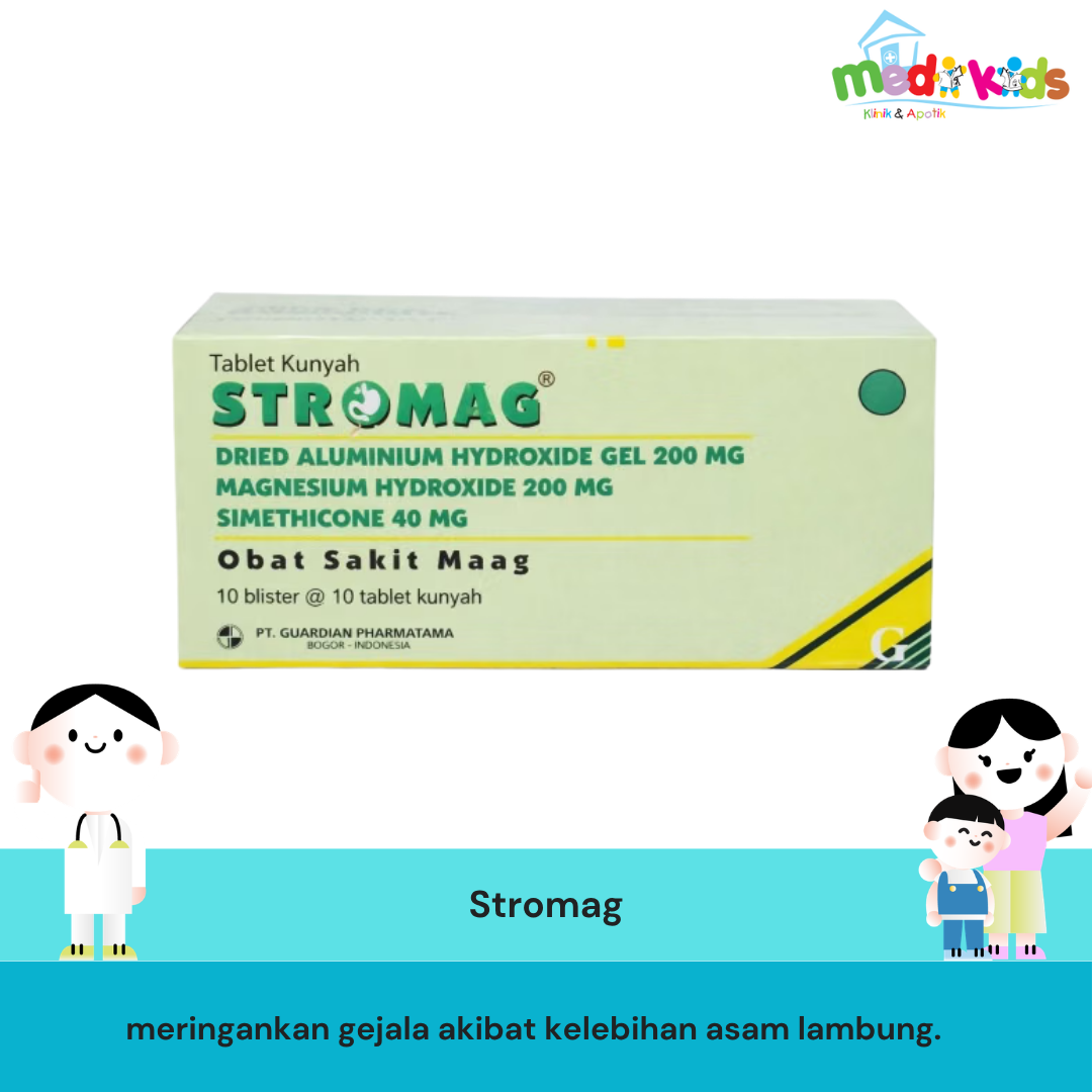 Stromag - meringankan gejala akibat kelebihan asam lambung.