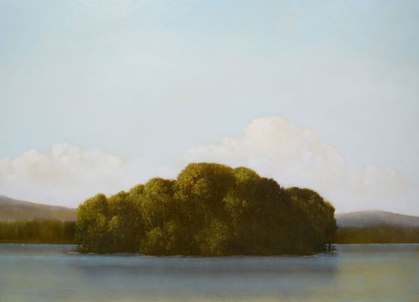 Ile Cache, 2015, by Robert Marchessault, oil/panel, 30" x 40". Montreal