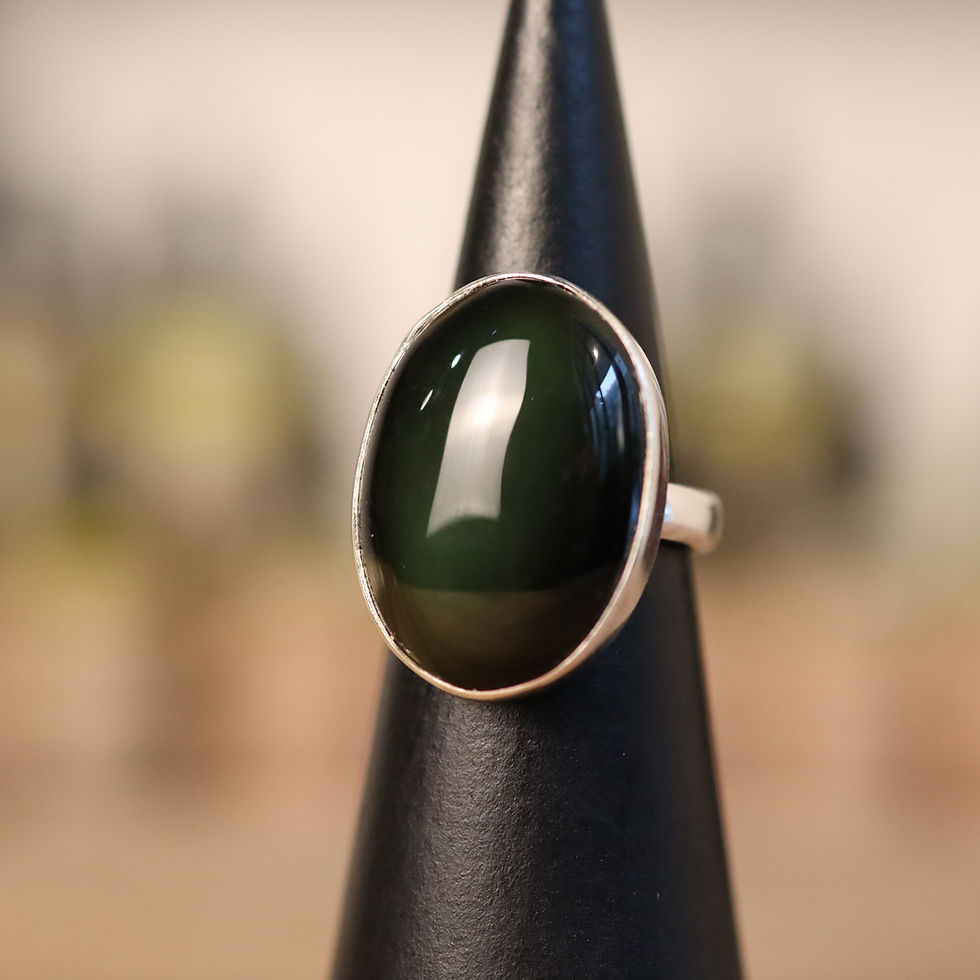 Miniature : BAGUE OBSIDIENNE DORÉE ARGENT 925 - RÉGLABLE
