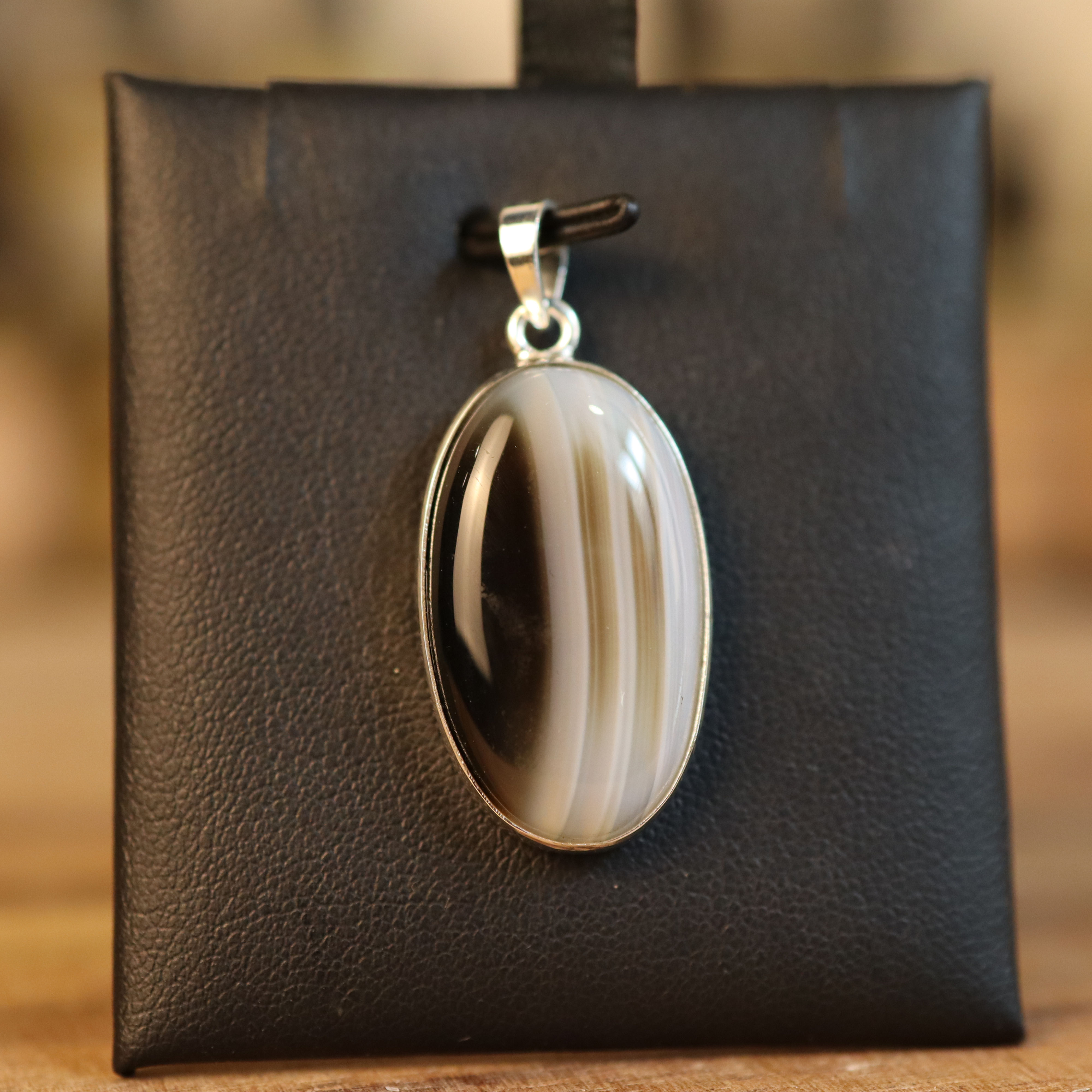 PENDENTIF AGATE RUBANÉE ARGENT 925