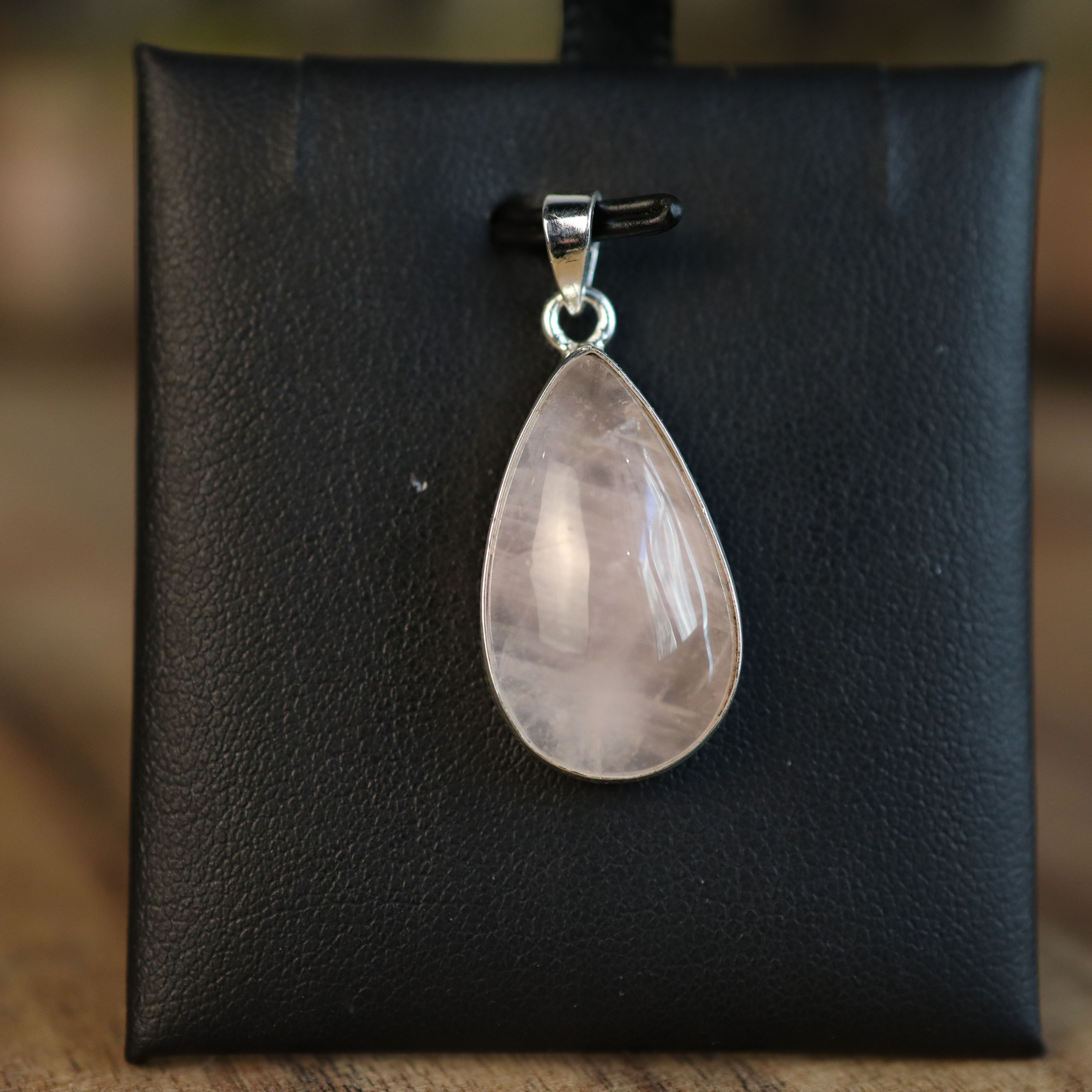 PENDENTIF QUARTZ ROSE ARGENT 925