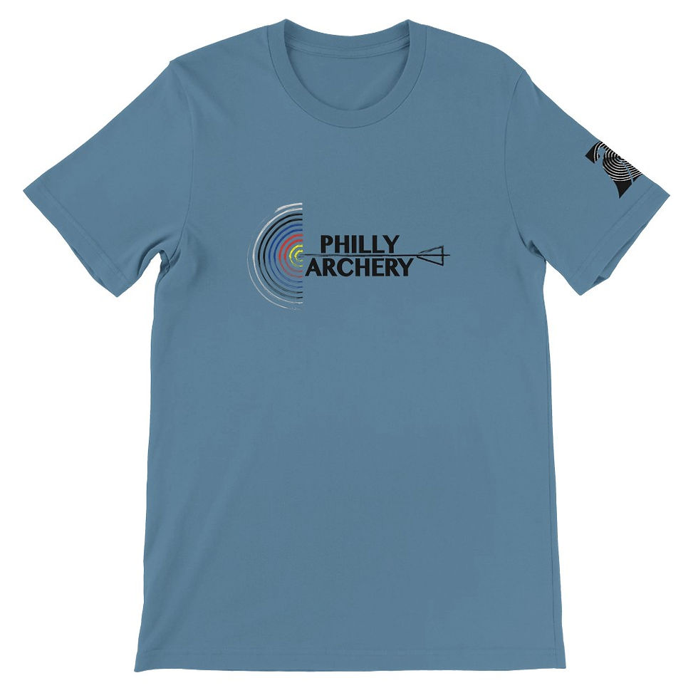 Thumbnail: Light blue t-shirt with PHILLY ARCHERY target logo