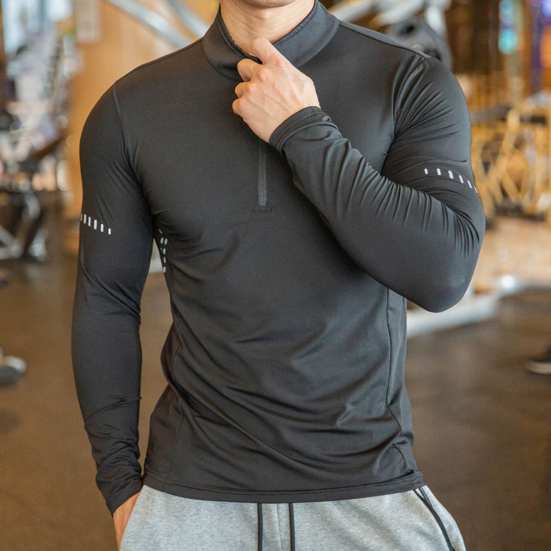 Miniatura: Maglia da fitness da corsa a maniche lunghe da uomo Maglietta da palestra da uom