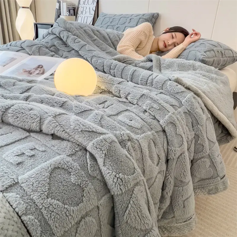 Miniatura: Coperta Invernale Calda di Grado A, in Peluche a Cuori e Taffetà, Morbida e Spe