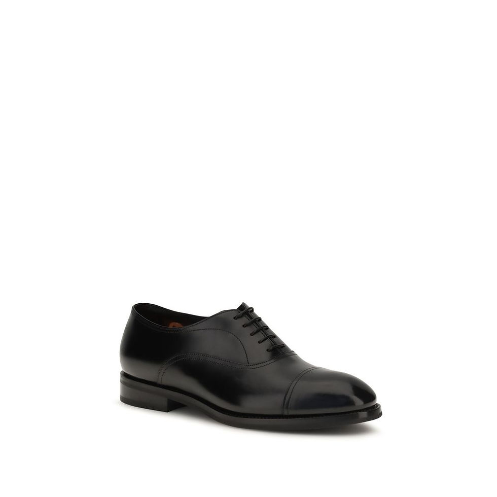 Miniatura: Santoni Black Calf Leather Bos Taurus Oxfords And Derbies