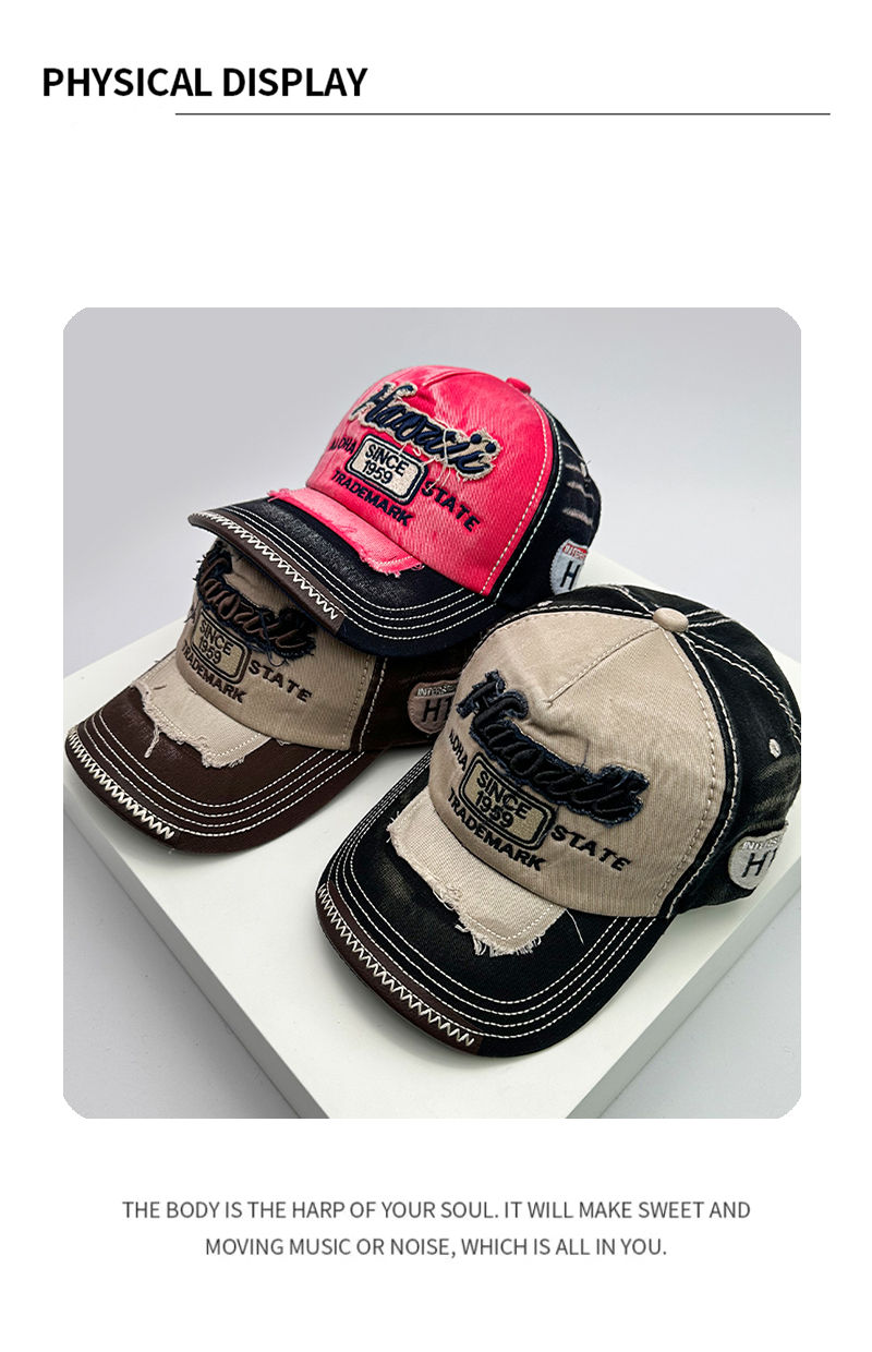Miniatura: Coreano Vintage Lavaggio Uomo Donna Cappelli da baseball Cotone Snapback Caps Ri