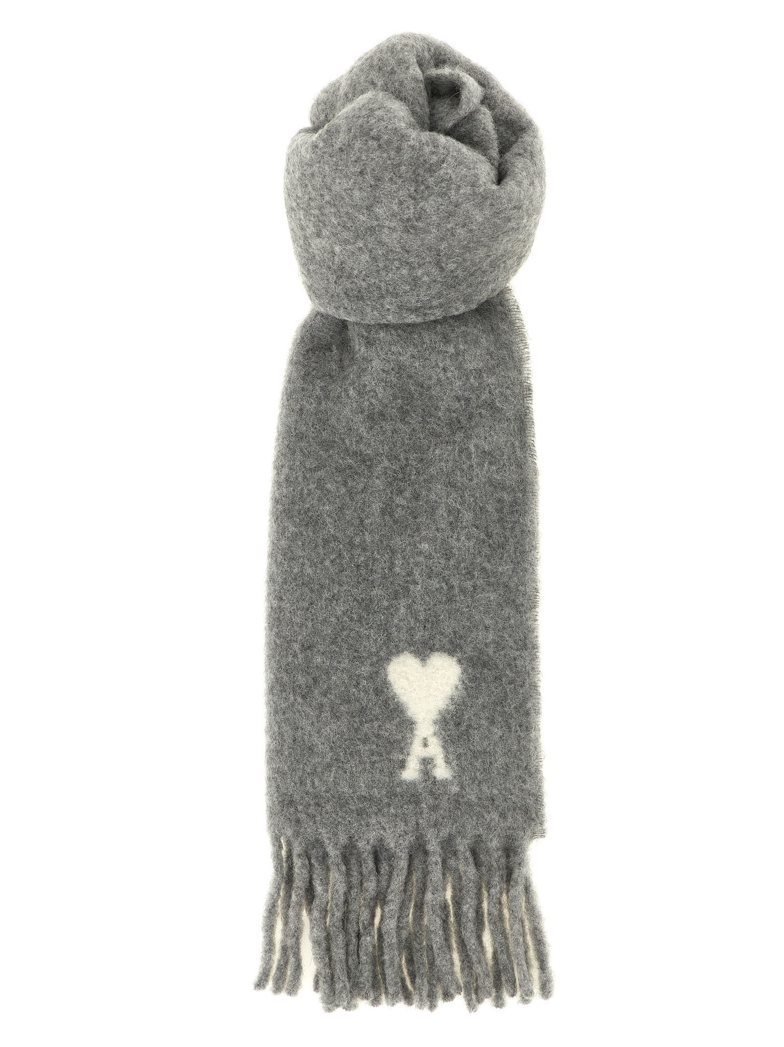 Ami Paris Gray Alpaca Leather Foulard