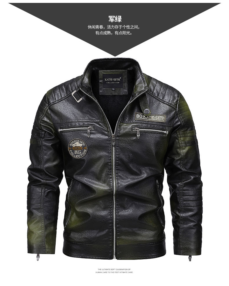 Miniatura: Giacche in pelle casual da uomo nuove di qualità 7XL Autunno Inverno Uomo Colle