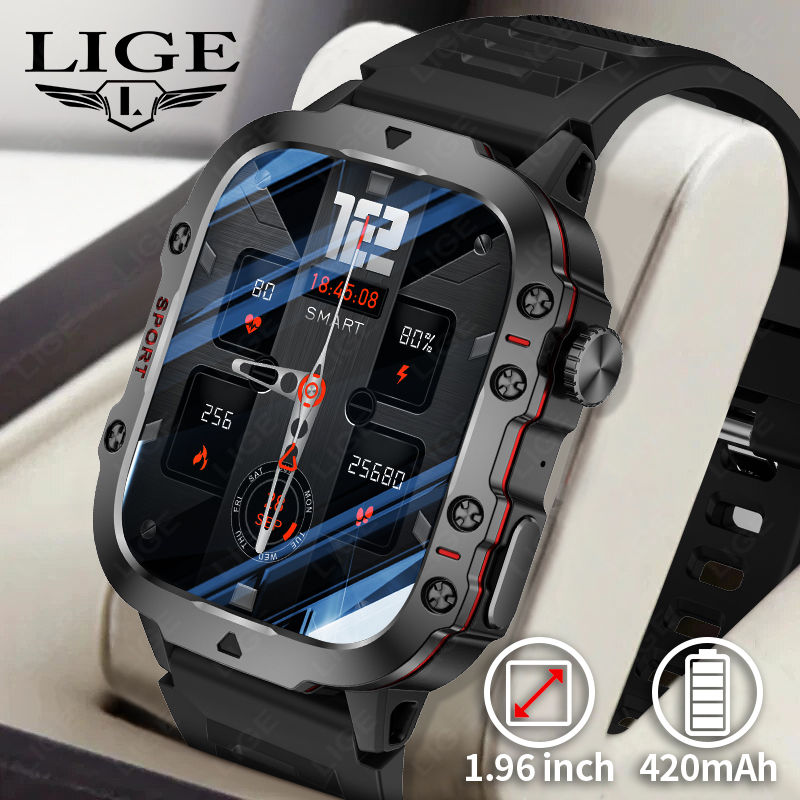 LIGE Outdoor Smart Watch Uomo 2.01 "Schermo 3AT Orologi impermeabili Bluetooth C