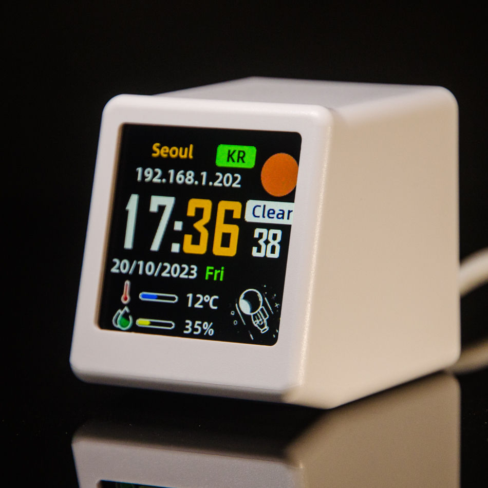 Miniatura: Stazione Meteo WiFi GeekMagic Ultra Smart con Orologio da Comodino, Album Fotogr