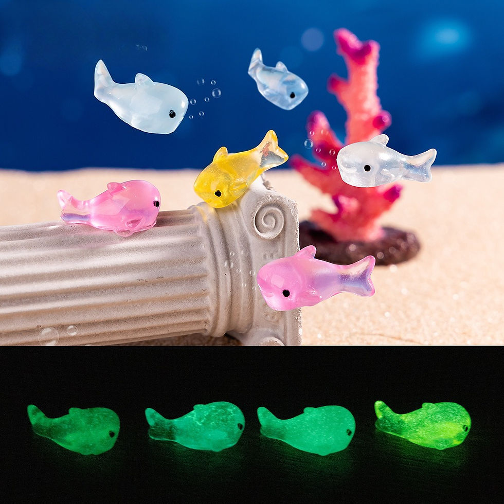 Miniatura: 10-100 Pezzi Miniature Kawaii in Resina Colorata 3D a Forma di Balena Luminosa, 