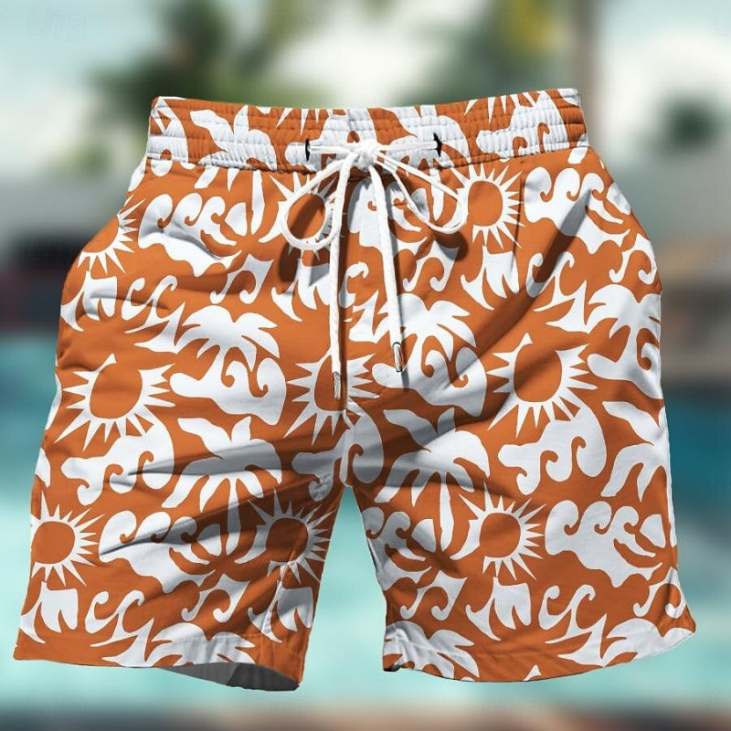 Miniatura: Pantaloni corti con geometria retrò stampata in 3D per uomo Pantaloncini da spi