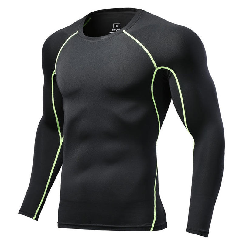 Miniatura: T-shirt da uomo slim a maniche lunghe T-shirt sportiva da palestra T-shirt da co