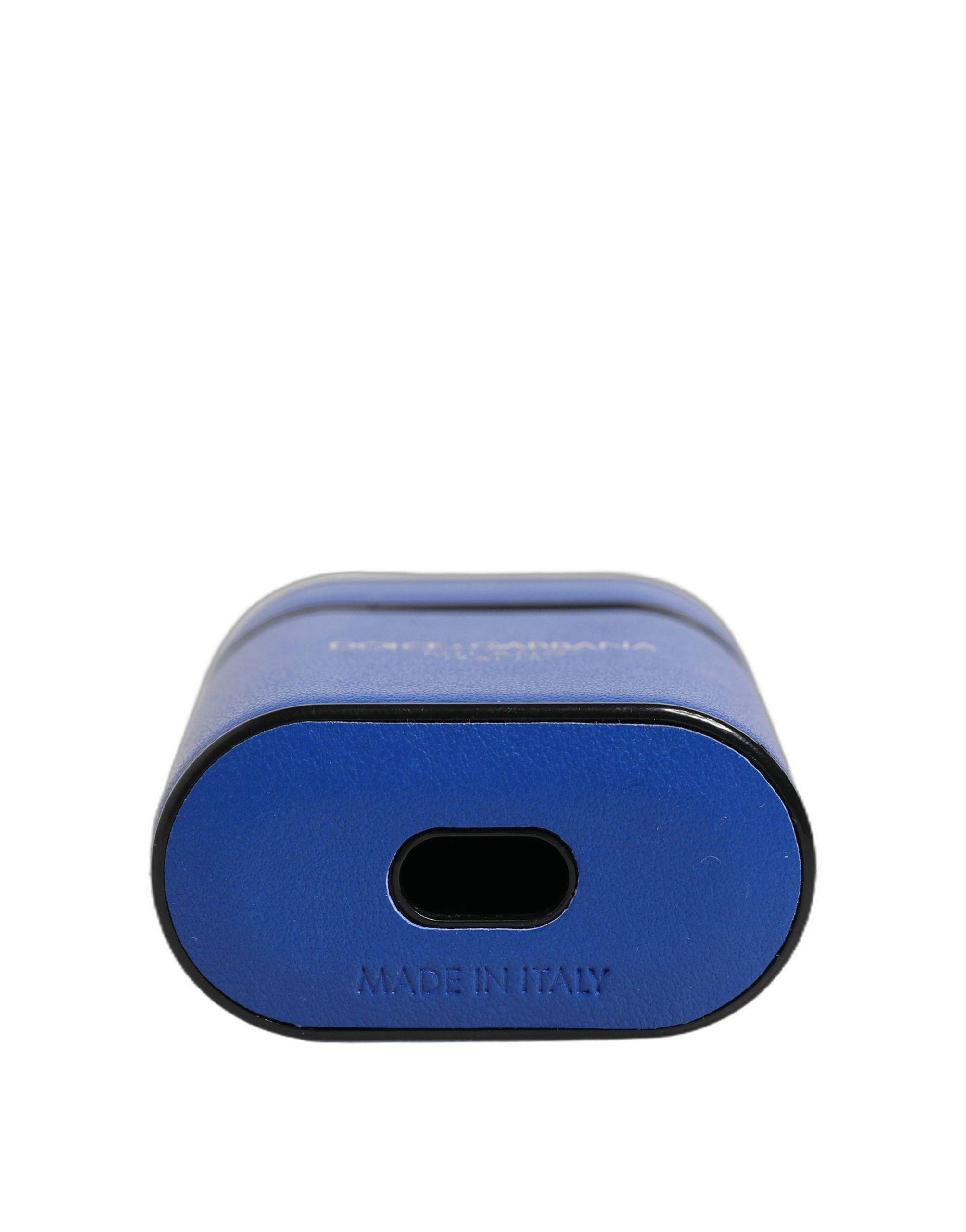 Dolce & Gabbana Case Blue Calf Leather Logo Flip Holder Strap Airpods