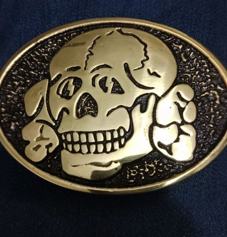 Brass Hand crafted skull belt buckle