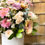 サムネイル： A Large Arrangement in a Ceramic Vase Packed with Gorgeous Blooms, Eucalyptus and Greens