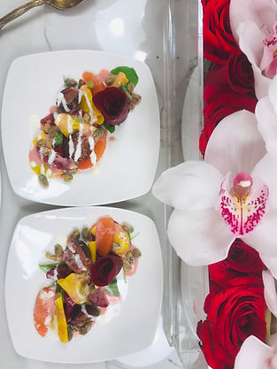 Plated Salad beets figs chef prepared