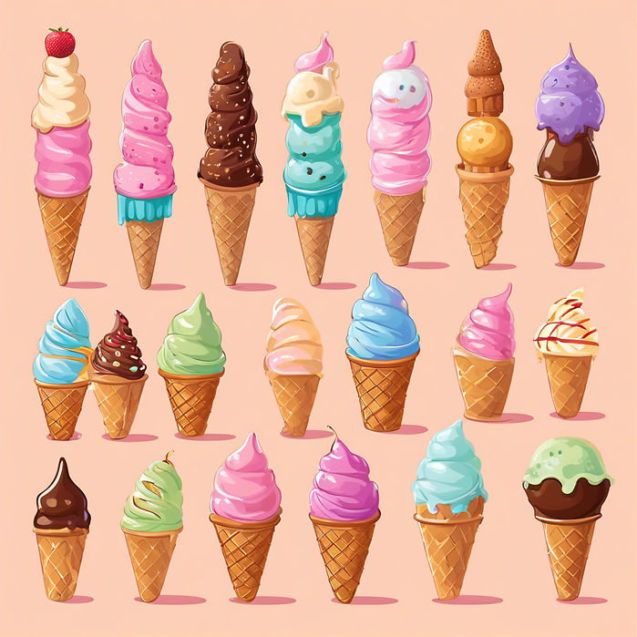 many flavors of ice cream on a cone.jpg