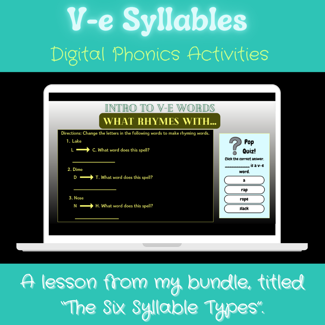 Phonics Digital Activities for Intervention | Vowel Consonant Silent E Syllables