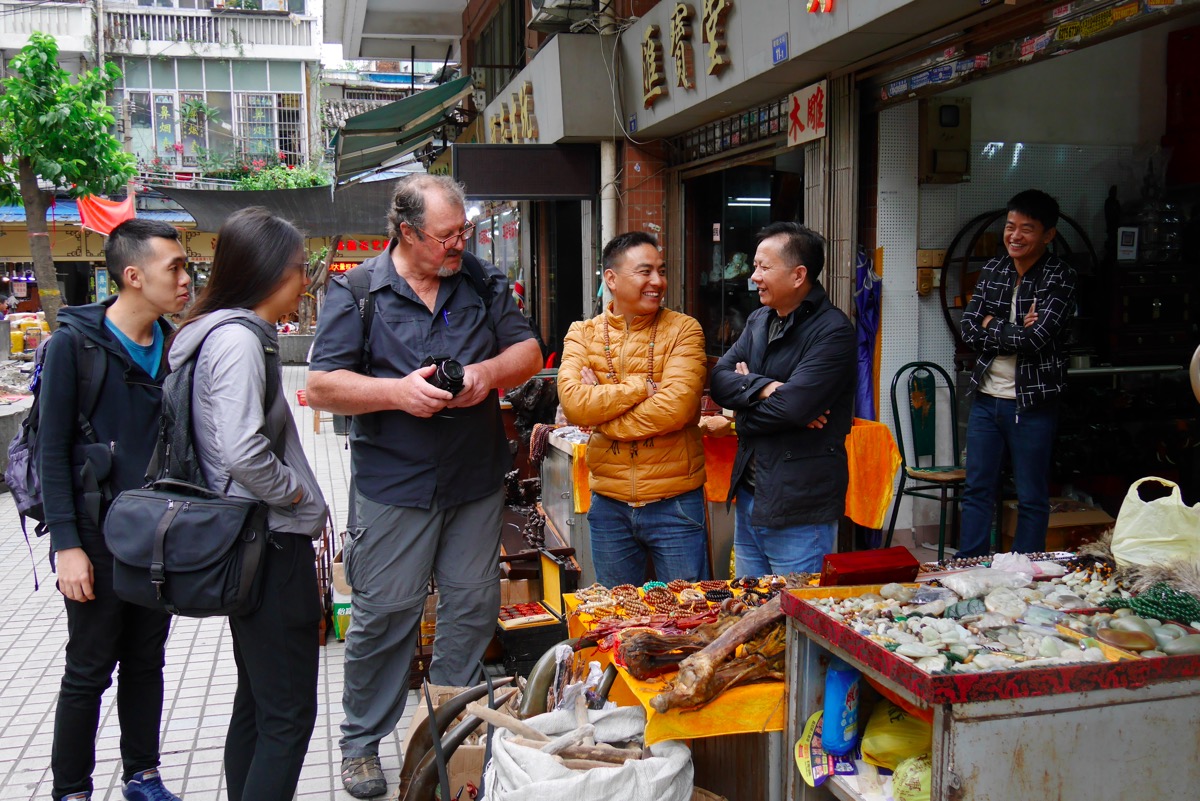 A wildlife product market in China featuring mostly fake products