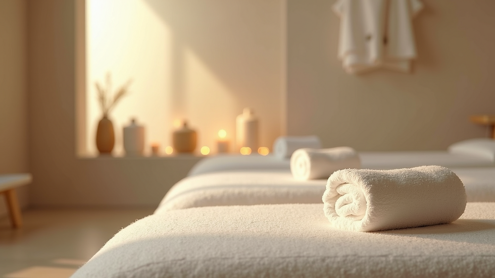 Close-up view of a serene spa room with calming decor