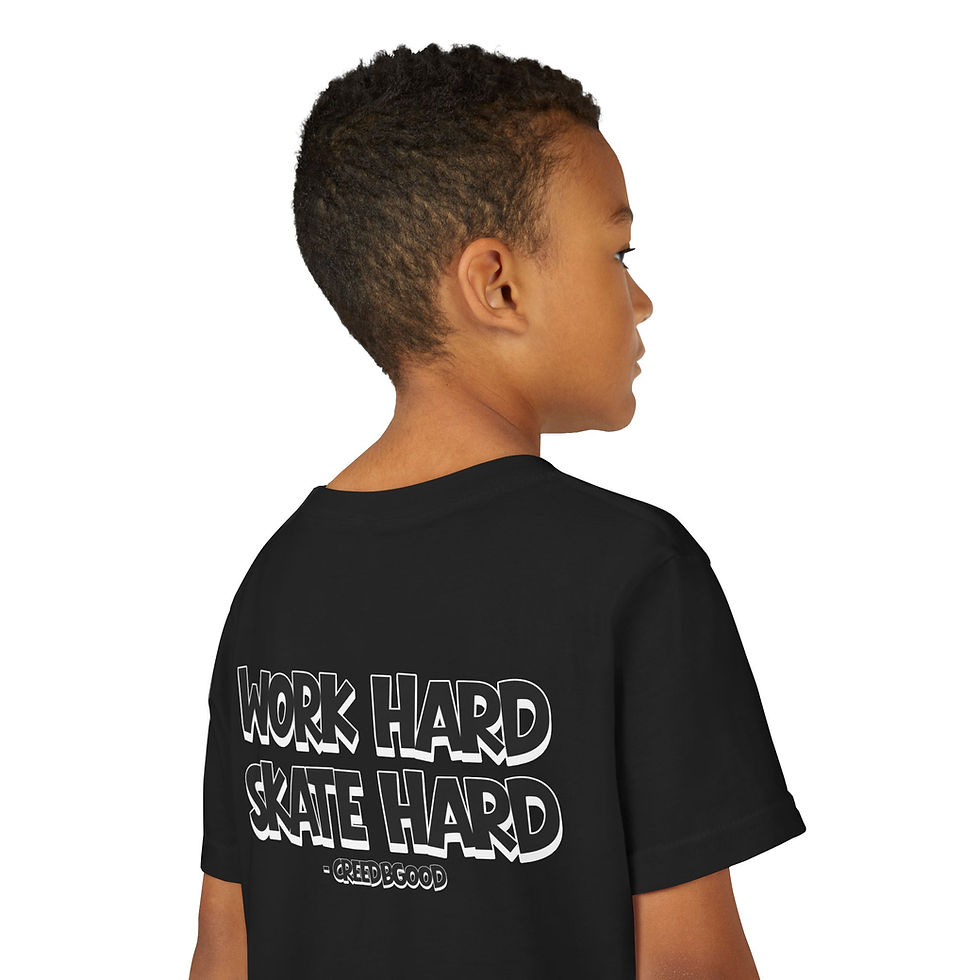 Thumbnail: Creed B Good Skateboard Graphic Tee | "Never Quit, Land The Trick" Youth T-Shirt