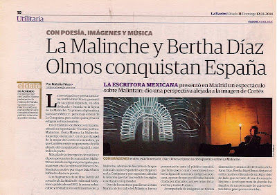 EVENTOS 2014 EN MADRID, TEMA LA MALINCHE. COMENTARIOS