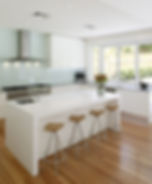 Thumbnail: Transitional kitchen with white kitchen countertops on a white cabinet base