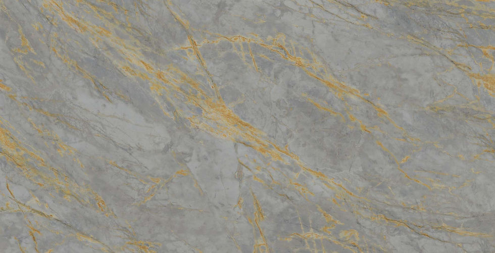 A Smoky grey stone with layered gold veins and sharp dark accents