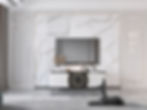 Calacatta Lazaro installed view, a decorative marble look quartz on the accent wall