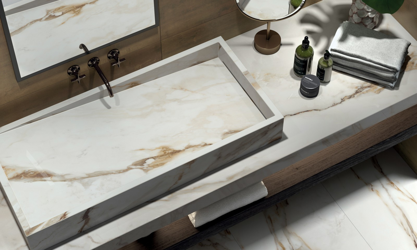soft, creamy undertones of brown and gray with subtle veining overlapping across the whole surface