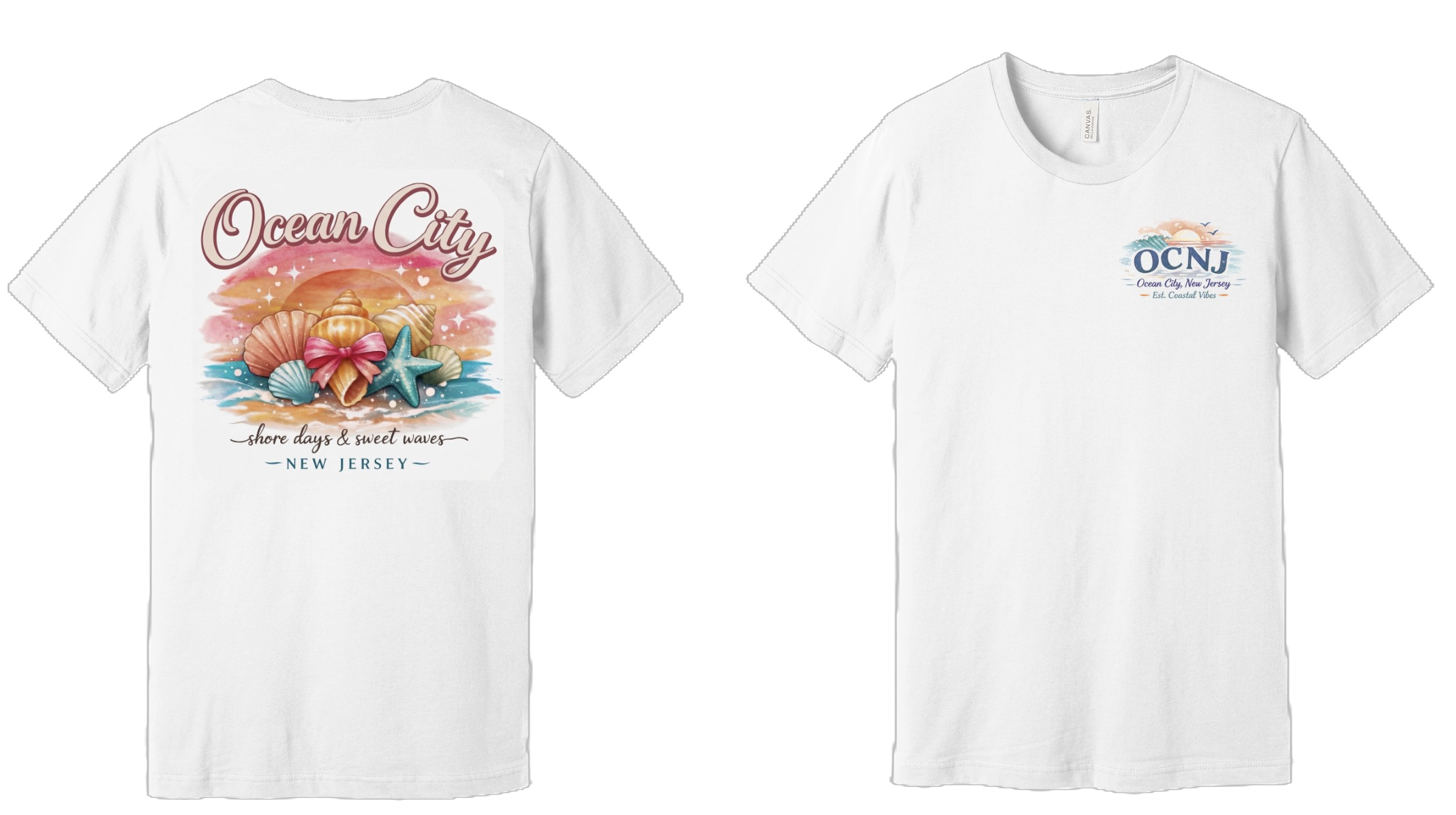 Ocean City, NJ - White Tee Soft Cotton Tee Shirt