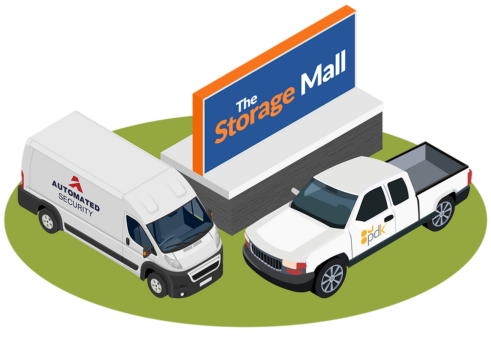 The Storage Mall with Automated Security Van and PDK truck