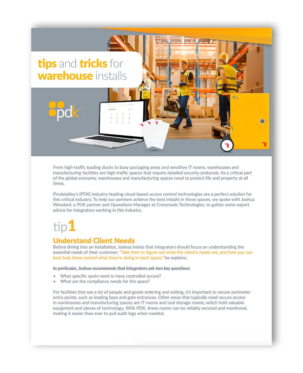 PDF Sheet cover of PDK Tips and Tricks for Warehouse Installs