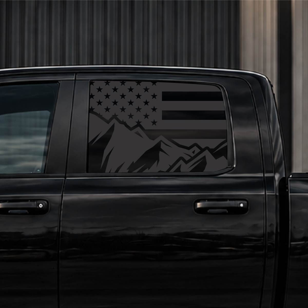 Truck Rear Cab Mountain Flag Decal Set