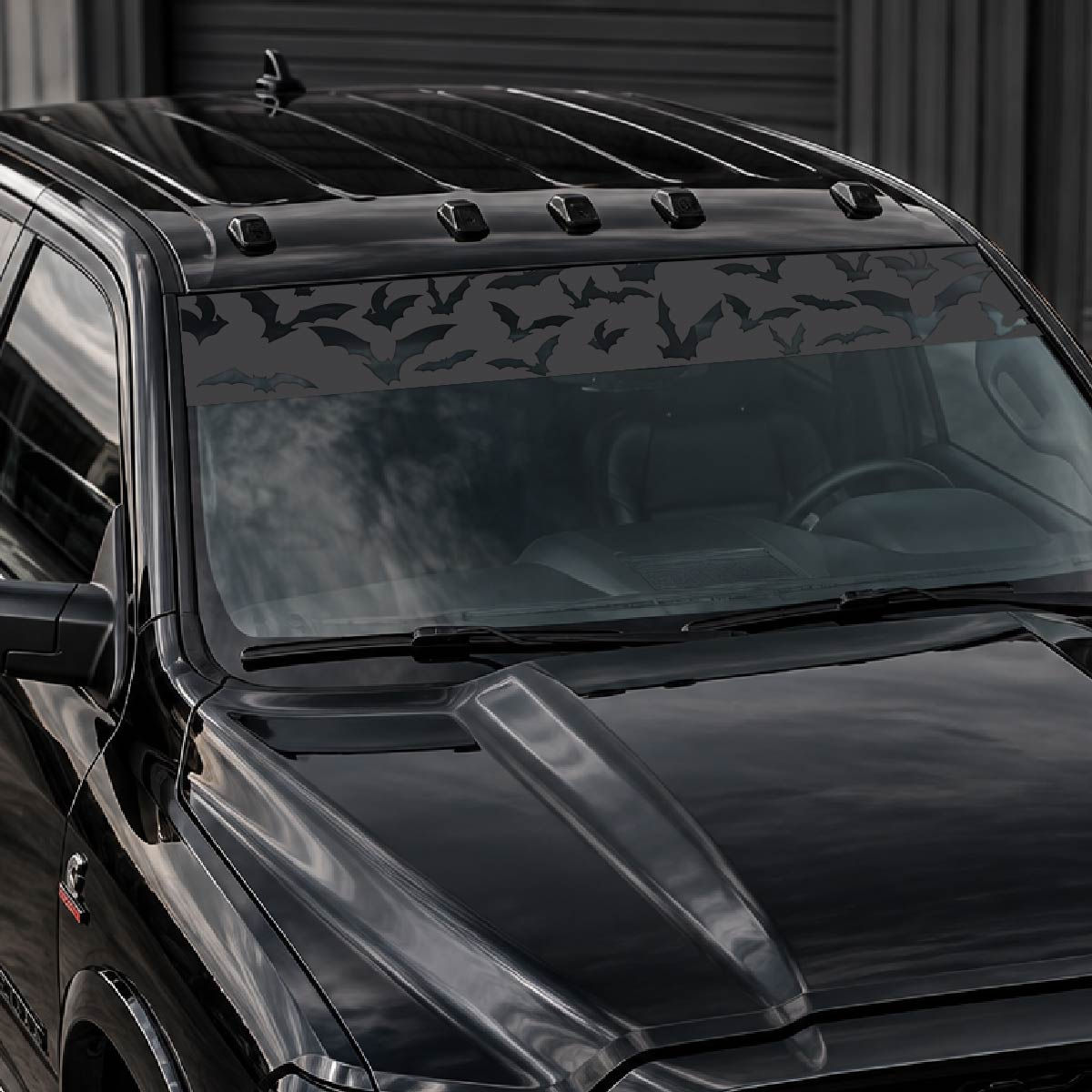 Bats Die-Cut Matte Black Windshield Banner