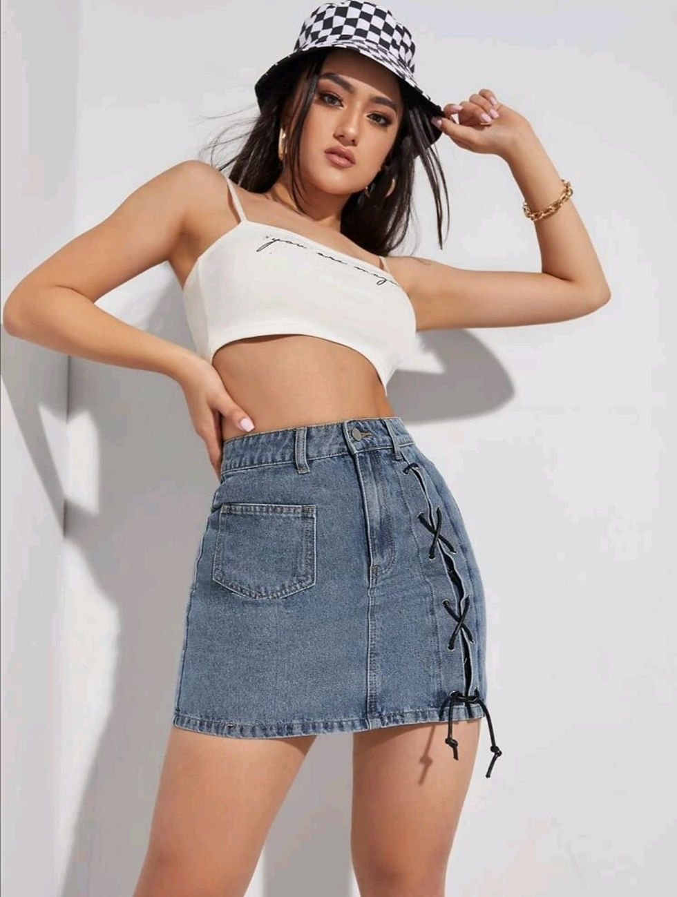 Miniatura: Falda denim cremallera liso