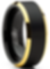 Mens Tungsten Ring Black Goldtone Wedding Band Beveled Edges Comfort-Fit 8Mm 9