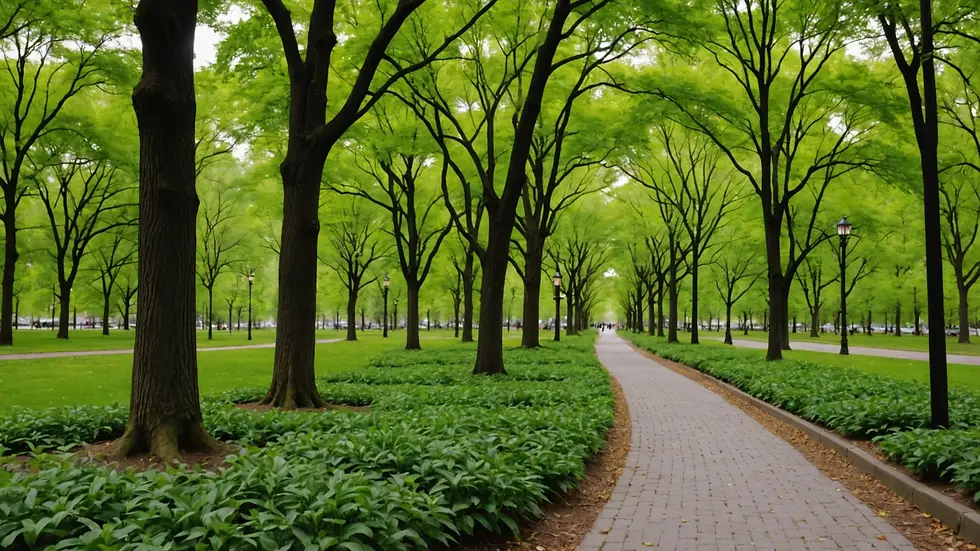 Eye-level view of walking paths in a New York City park
